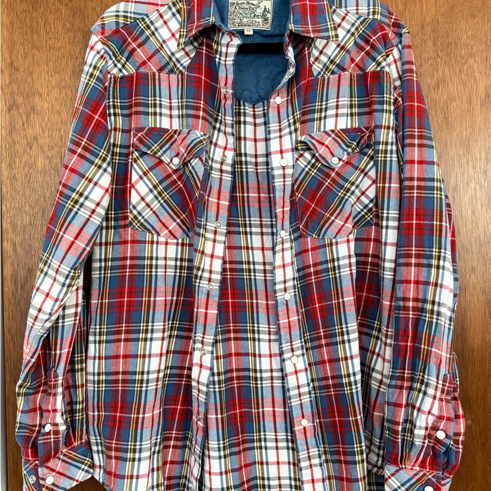 Blue Plaid Pearl Snap Shirt